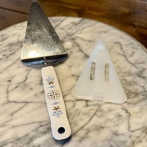 VTG 1960s 60s MCM EKCO Blue Dutch Tulip Pie Cake Server & Pampered Chef Cover!